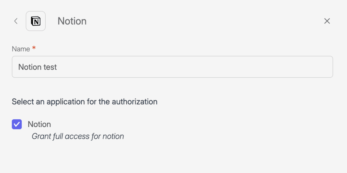 Screenshot of Wiresk "Add Apps" screen. It shows the Notion app connection setting.