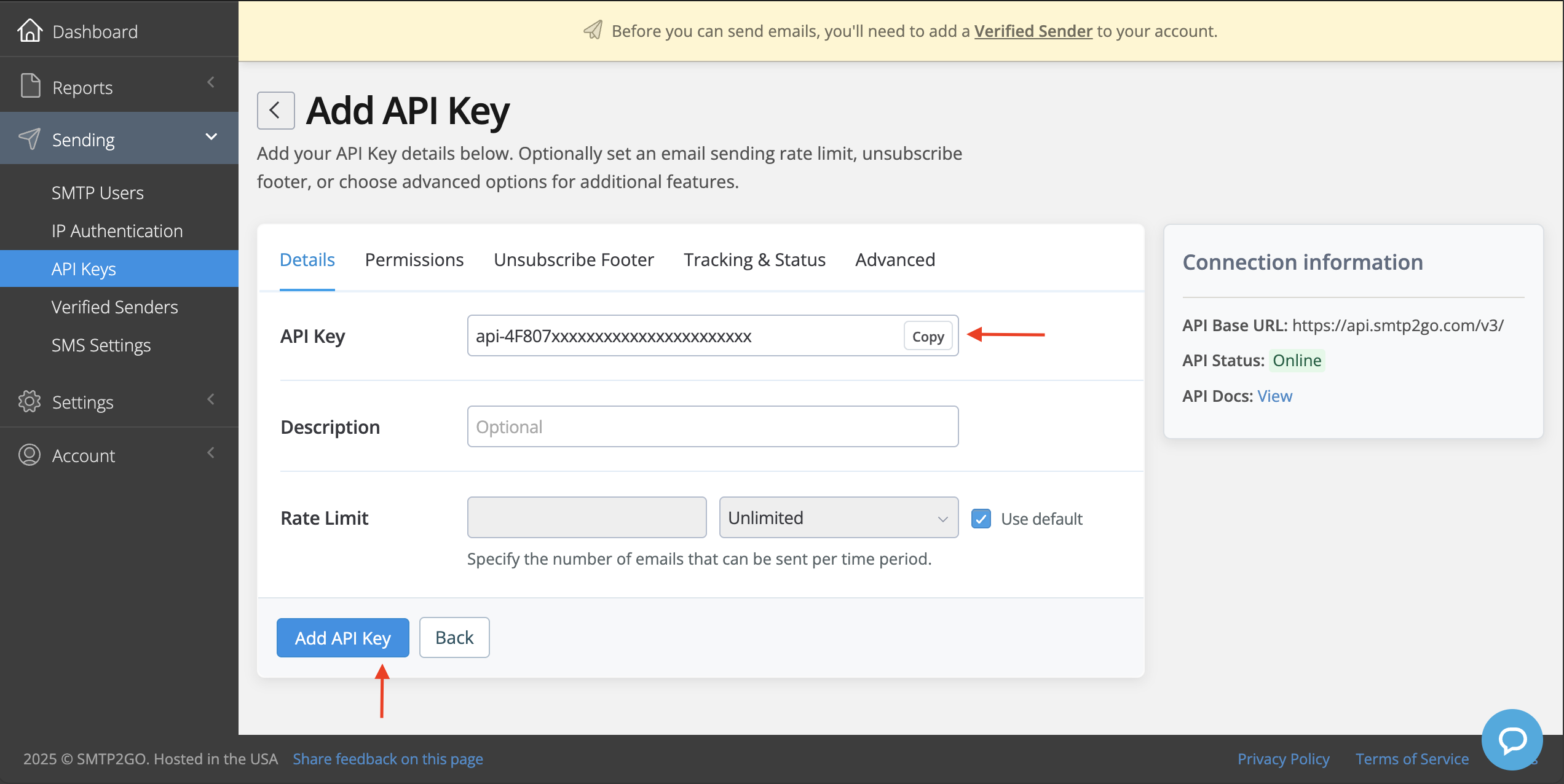 Wiresk 2025 09 19 at 14.54.52 SMTP2GO - Connection
